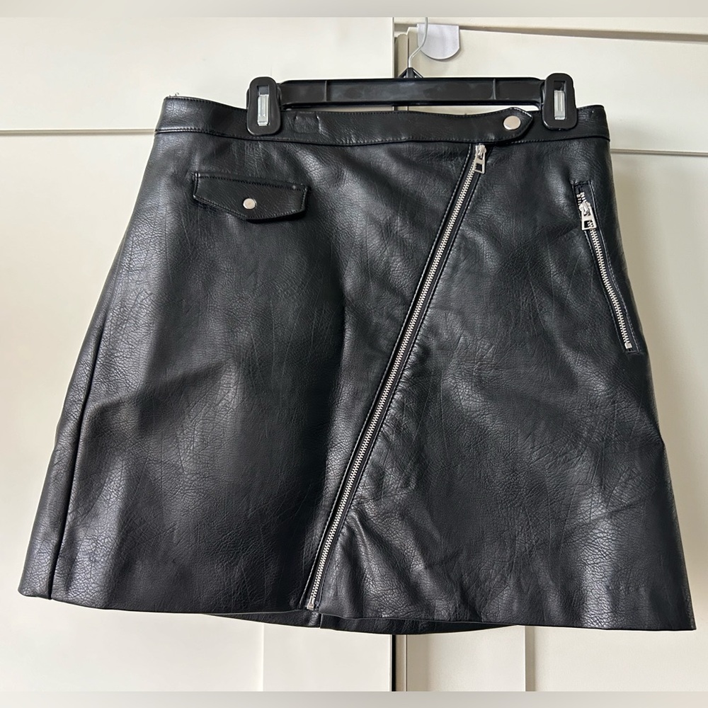Faux Leather Mini Skirt, Size 10 by H&M
